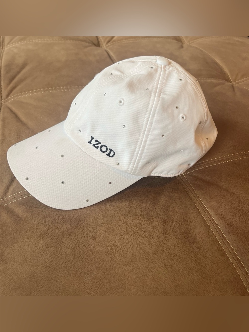 Vintage White IZOD Rhinestone Bedazzled Baseball Cap / Dad Hat